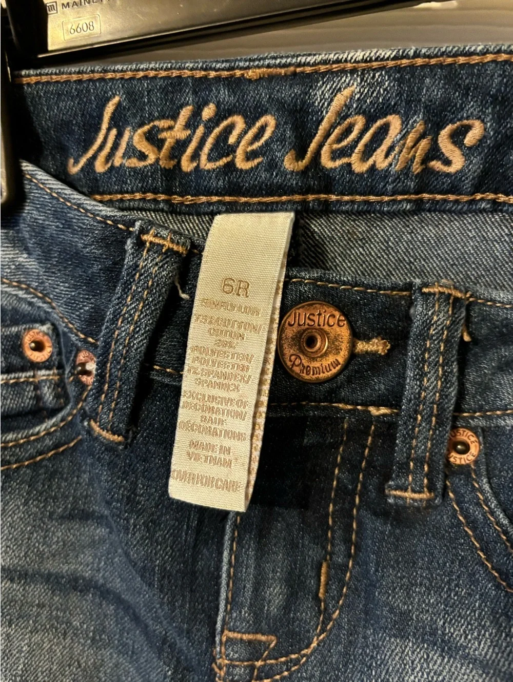 Justice Dark Blue Denim Jeans with Copper Accents - Girls 6R